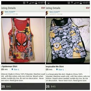 Spiderman & Despicable Me Shirts