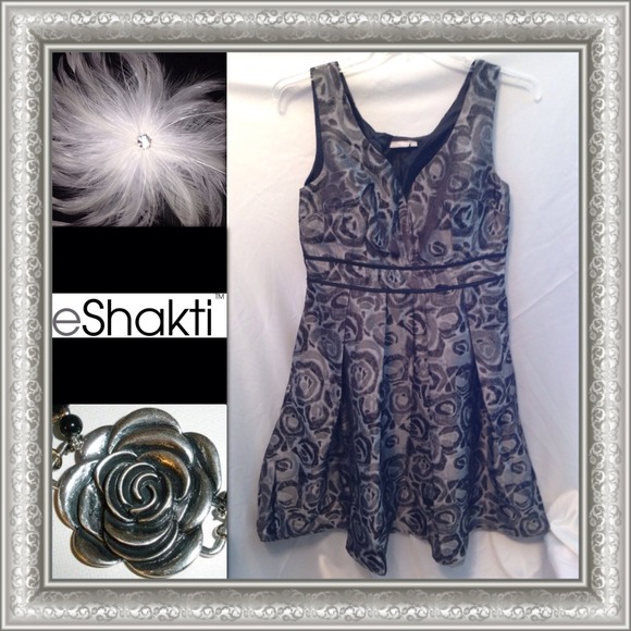 Black & silver rose eShakti dress NEW