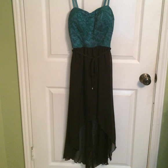 NWT teal and black high low dress