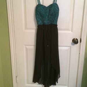 NWT teal and black high low dress