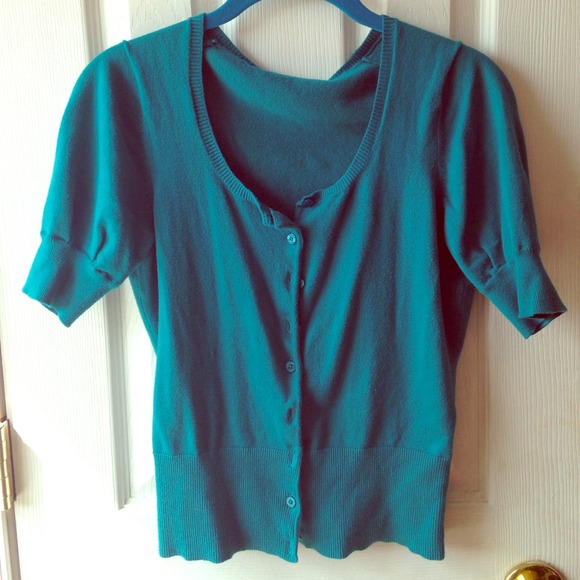 Turquoise short sleeve cardigan
