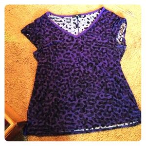 Purple leopard print short sleeve t shirt