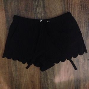 Black scalloped shorts