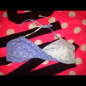 Swim suit bikini top vines blue and white