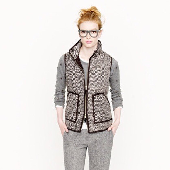 J. Crew herringbone excursion quilted vest.