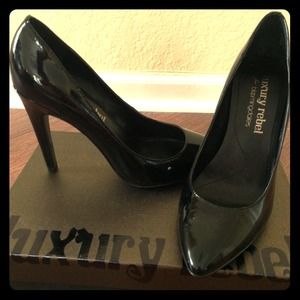 Luxury Rebel black patent leather heels