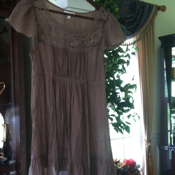 Cute peasant  dress with crocheted detailing