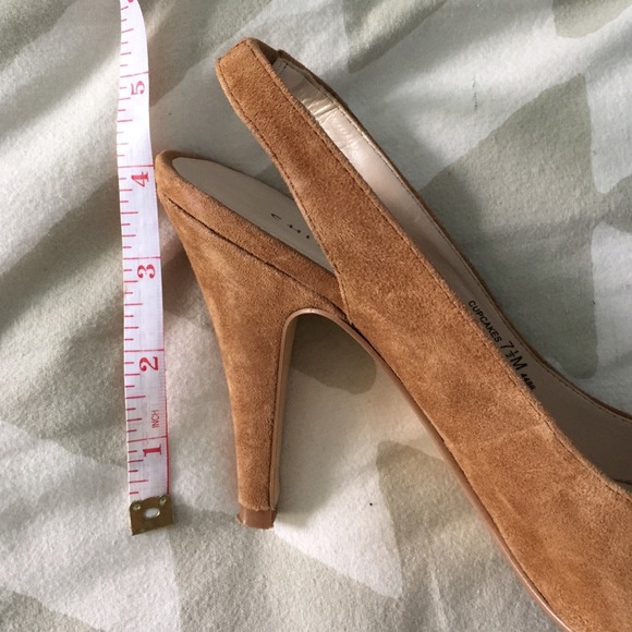 Peeptoe sling back heels - dark camel - Picture 4 of 4