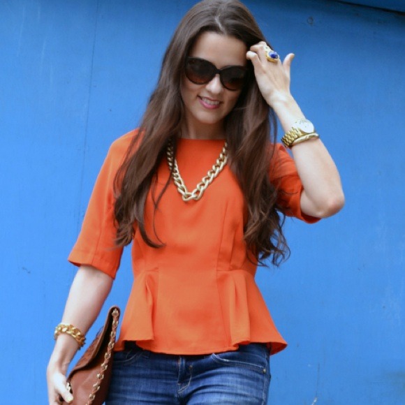 H&M Tops - Orange Peplum Top - SOLD