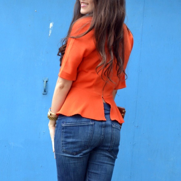 Orange Peplum Top - SOLD - Picture 2 of 3