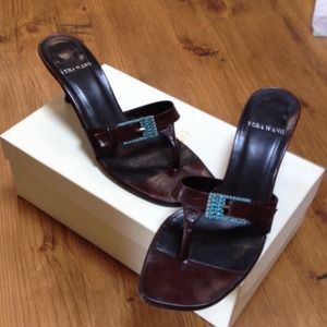 REDUCED Vera Wang Teak&Turquoise Thong Sandal 7