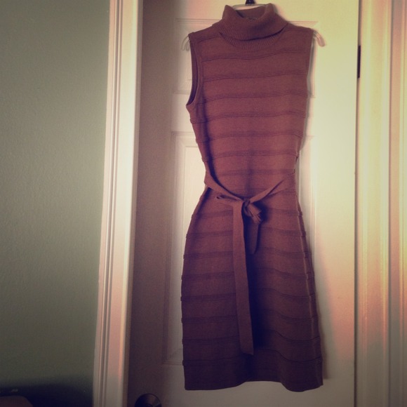 Light Brown Calvin Klein Turtleneck Dress