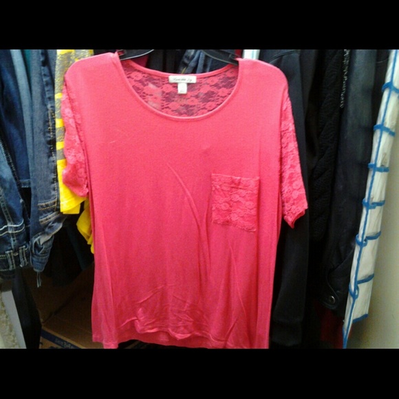 Pink shirt with lace