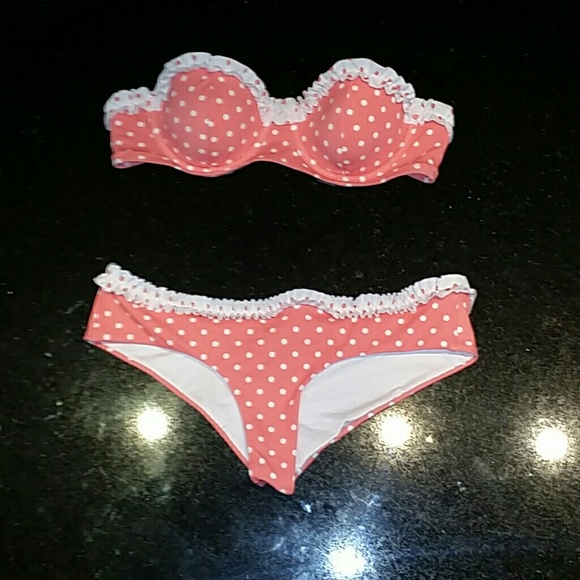 VS Coral Polka Dot Ruffle Bikini