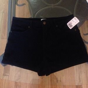 Black high wasted corduroy shorts