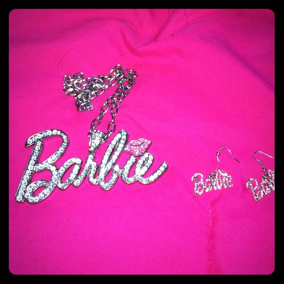 Barbie necklace with matching earrings