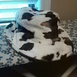 Cow printed soft material hand made hat