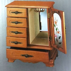 Light oak finish jewelry box