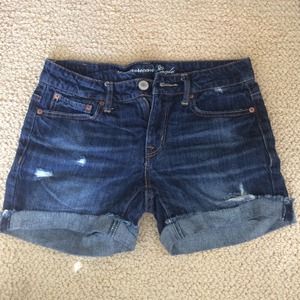 Dark Wash Semi-Damaged Shorts