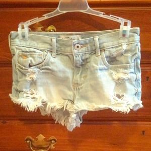 Abercrombie light wash high waisted shorts