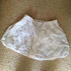 White Skirt with Floral Stitching