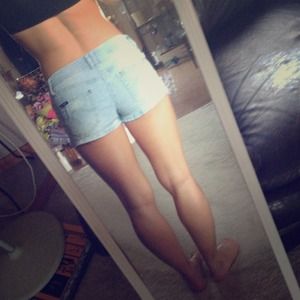 Light wash denim shorts