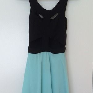 Mint Hi-Low Dress with Cut Outs
