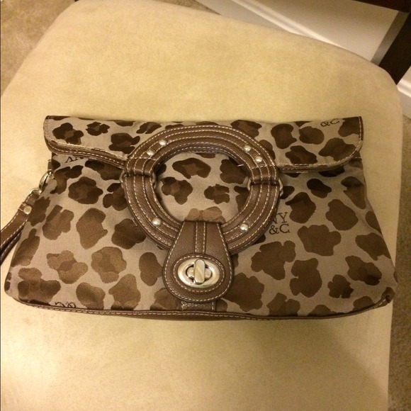 NY & Co Brown Leopard Large Clutch