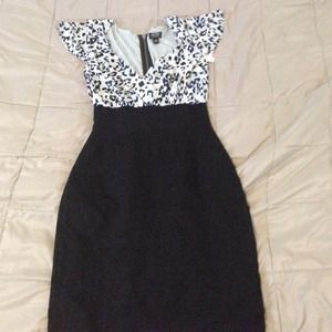 Gray and black knee length dress