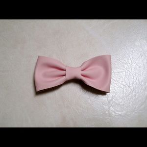 Pink Faux Leather Hair Bow