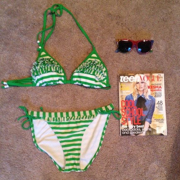 Arizona Other - Green and white striped bikini