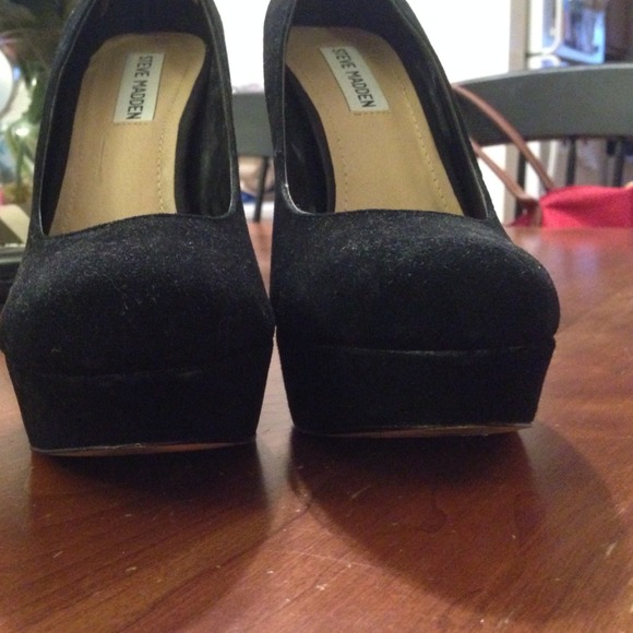 SOLD: Steve Madden suede black heals - Picture 2 of 4
