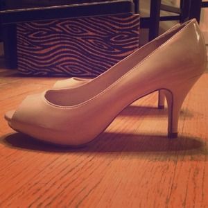 Nude peep toe heels