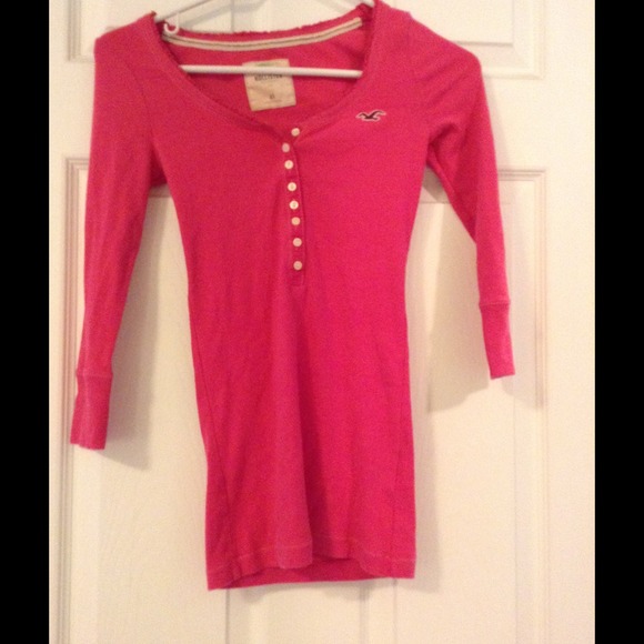 Pink button down hollister long sleeve - Picture 1 of 1