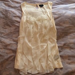 Cream cotton and chiffon tank