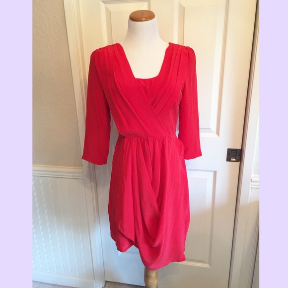LAST ONE! Clearance! 100% Silk Red Cocktail Dress - Picture 4 of 4