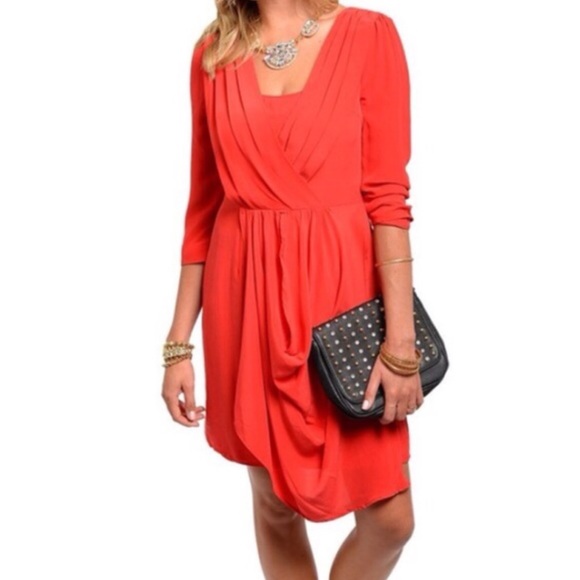 LAST ONE! Clearance! 100% Silk Red Cocktail Dress - Picture 2 of 4