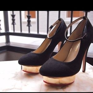 Black Heels with Gold Platform