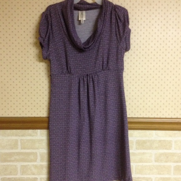 Purple and white dress.
