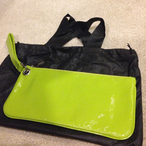 Hobo lime green patent wristlet
