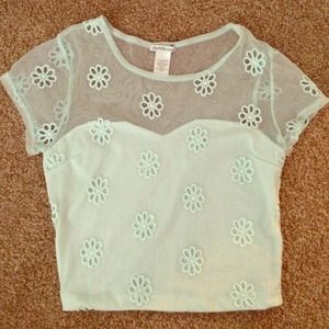 Blue Floral Crop Top
