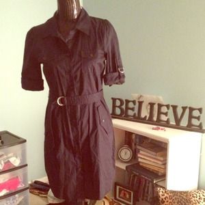 Navy button up dress