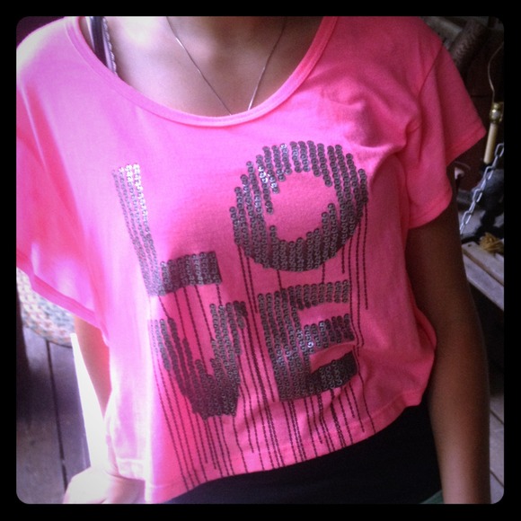 Pink loose love crop top - Picture 1 of 2