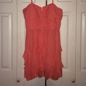 Peach colored short homecoming/prom dress!