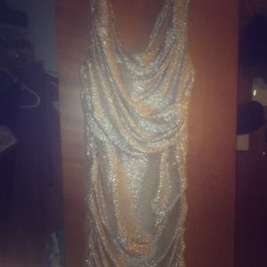 EXPRESS METALLIC RUCHED DRESS