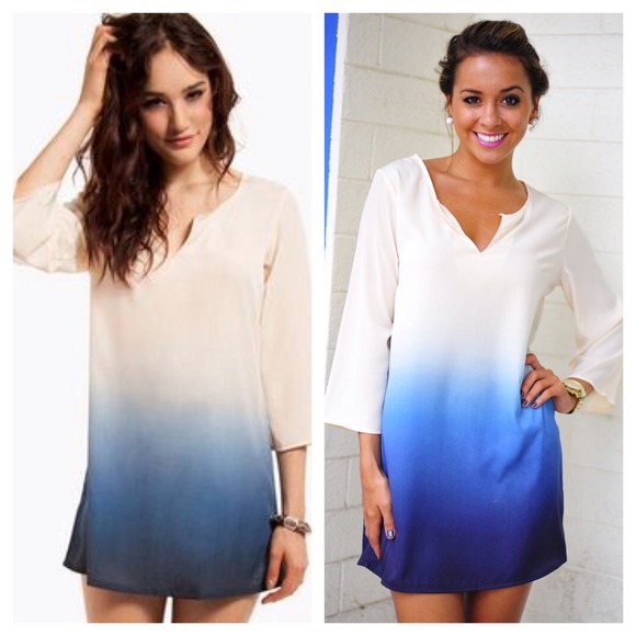 ❌BUNDLED❌ Ombré Blue and Cream Tunic Dress - Picture 3 of 3
