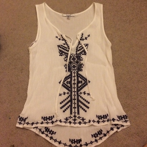 💠 PAPAYA white tank with navy embellishments