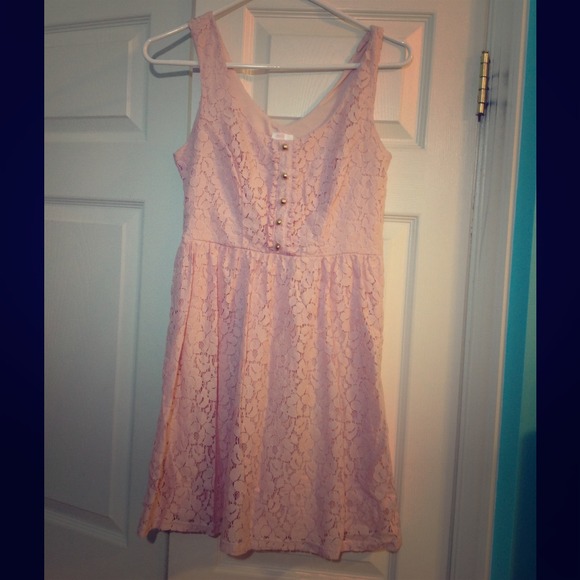 Pink lace dress.