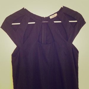 Black short sleeve cut-out chest detail dress