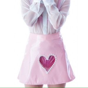 Jeannie Nitro Pink PVC Heart cut-out Skirt